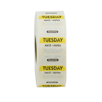 NCCO National Checking 1 Inch X 1 Inch Trilingual Yellow Tuesday Dissolvable Label, 1 x 1000 each Case - DOT product image 2