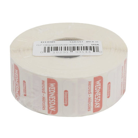 NCCO National Checking 1 Inch X 1 Inch Trilingual Red Wednesday Dissolvable Label, 1 x 1000 each Case - DOT product image 3