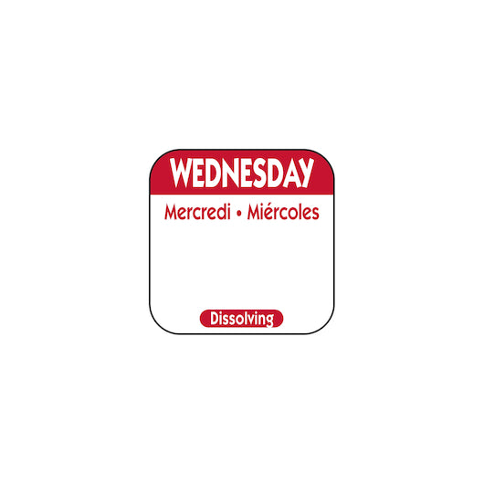 NCCO National Checking 1 Inch X 1 Inch Trilingual Red Wednesday Dissolvable Label, 1 x 1000 each Case - DOT product image 6