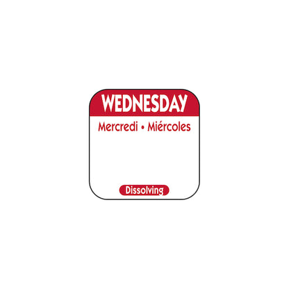 NCCO National Checking 1 Inch X 1 Inch Trilingual Red Wednesday Dissolvable Label, 1 x 1000 each Case - DOT product image 6