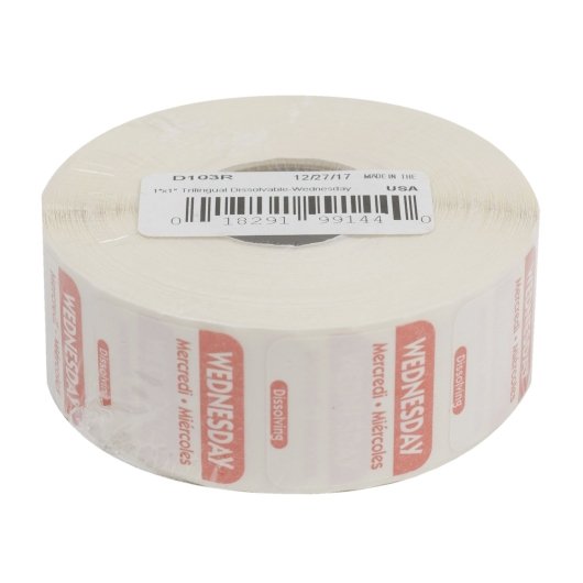 NCCO National Checking 1 Inch X 1 Inch Trilingual Red Wednesday Dissolvable Label, 1 x 1000 each Case - DOT product image 4