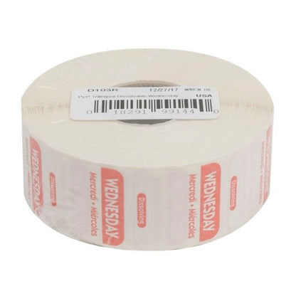 NCCO National Checking 1 Inch X 1 Inch Trilingual Red Wednesday Dissolvable Label, 1 x 1000 each Case - DOT product image 4