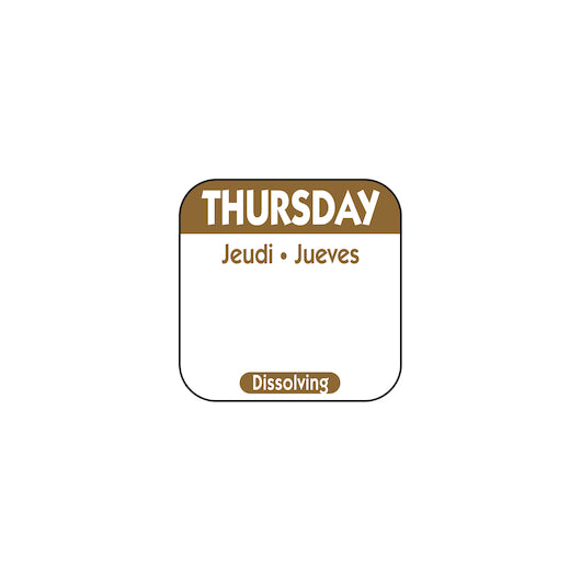 NCCO National Checking 1 Inch X 1 Inch Trilingual Brown Thursday Dissolvable Label, 1 x 1000 each Case - DOT product image 6