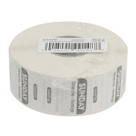 NCCO National Checking 1 Inch X 1 Inch Trilingual Black Sunday Dissolvable Label, 1 x 1000 each Case - DOT product image 2