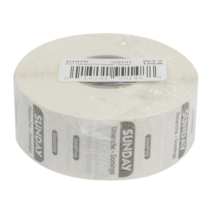 NCCO National Checking 1 Inch X 1 Inch Trilingual Black Sunday Dissolvable Label, 1 x 1000 each Case - DOT product image 2