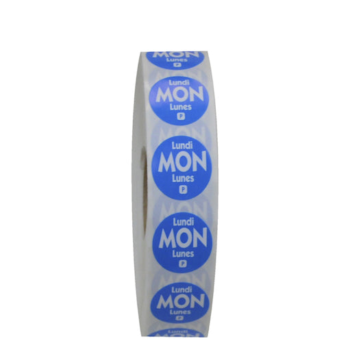 NCCO National Checking .75 Inch Circle Trilingual Permanent Blue Monday Label, 1 x 2000 each Case - Guest Checks &
