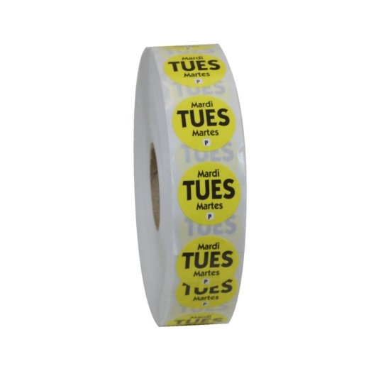 NCCO National Checking .75 Inch Circle Trilingual Permanent Yellow Tuesday Label, 1 x 2000 each Case - DOT product image 3