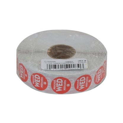 NCCO National Checking .75 Inch Circle Trilingual Permanent Red Wednesday Label, 1 x 2000 each Case - DOT product image 2