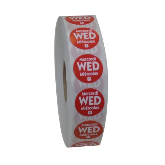 NCCO National Checking .75 Inch Circle Trilingual Permanent Red Wednesday Label, 1 x 2000 each Case - DOT product image 3