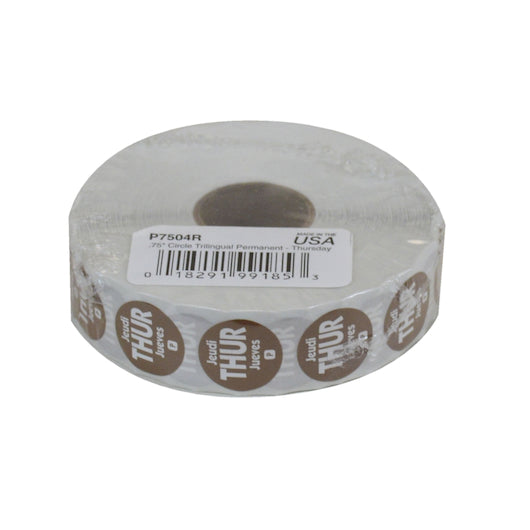 NCCO National Checking .75 Inch Circle Trilingual Permanent Brown Thursday Label, 1 x 2000 each Case - DOT product image 3