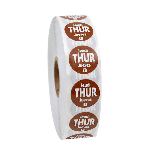 NCCO National Checking .75 Inch Circle Trilingual Permanent Brown Thursday Label, 1 x 2000 each Case - DOT product image 6