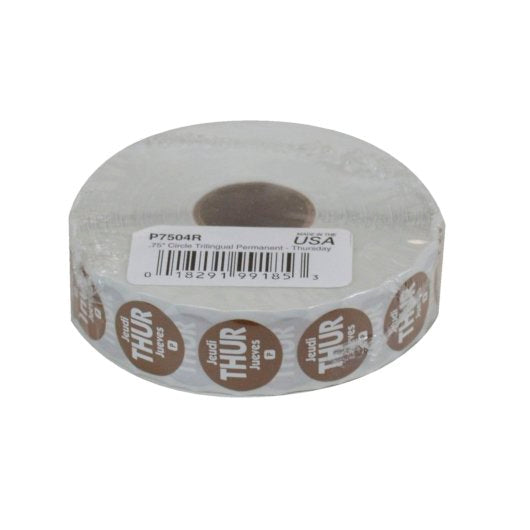 NCCO National Checking .75 Inch Circle Trilingual Permanent Brown Thursday Label, 1 x 2000 each Case - DOT product image 4