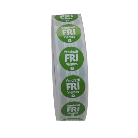 NCCO National Checking .75 Inch Circle Trilingual Permanent Green Friday Label, 1 x 2000 each Case - Guest Checks &