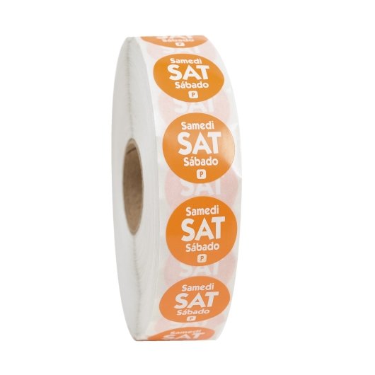 NCCO National Checking .75 Inch Circle Trilingual Permanent Orange Saturday Label, 1 x 2000 each Case - Guest Checks &