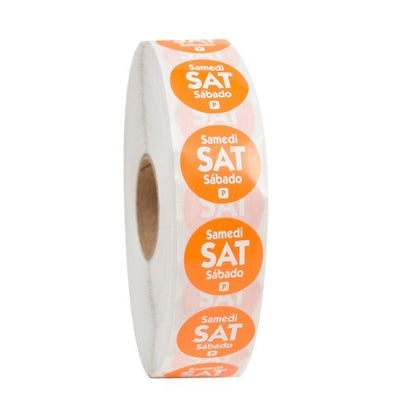 NCCO National Checking .75 Inch Circle Trilingual Permanent Orange Saturday Label, 1 x 2000 each Case - Guest Checks &