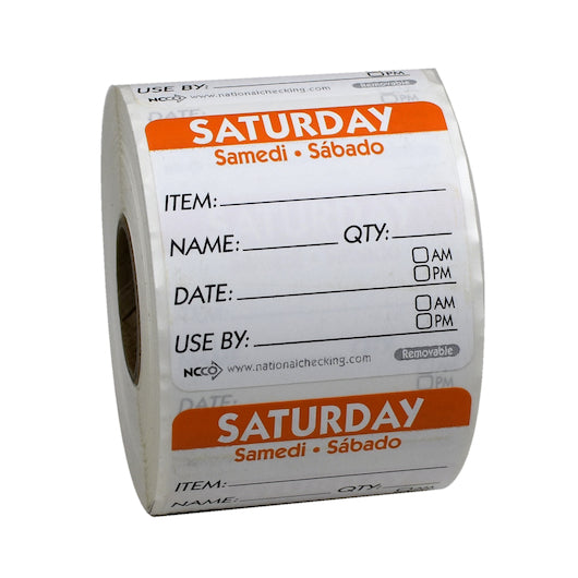 NCCO Removable Labels Saturday 2"x2", 1 x 500 each Case - Food Labels & Day Labels