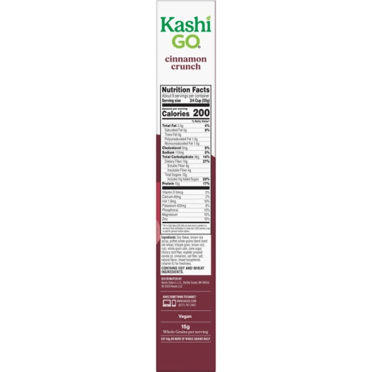 Kashi Go Cereal Cinnamon Crunch, 10 x 17.4 oz Case - Breakfast Foods - image 2