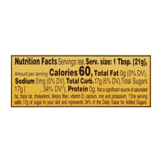 Sue Bee White Honey Bulk, 6 x 5 lb Case - Nutrition facts label