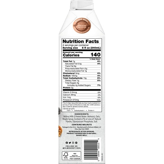 Elmhurst Milked Maple Walnut Barista Beverage, 6 x 32 fl oz Case - Nuts & Seeds - image 2