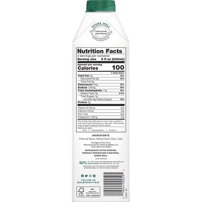 Elmhurst Unsweetened Milked Oats, 6 x 32 fl oz Case - DOT product image 2