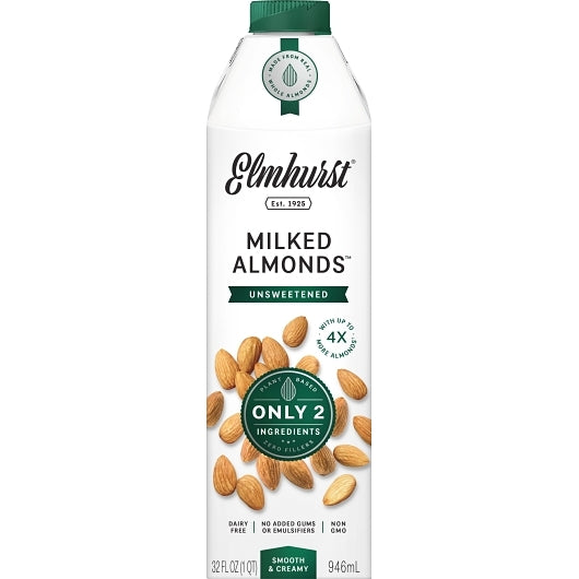 Elmhurst Unsweetened Almond Milk, 6 x 32 fl oz Case - Beverages