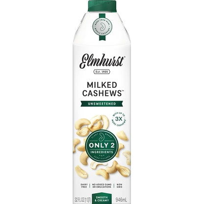 Elmhurst Unsweetened Cashew Milk, 6 x 32 fl oz Case - Nuts & Seeds