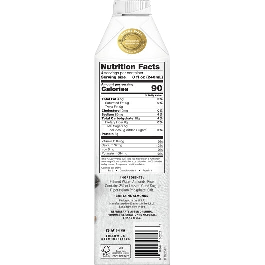 Elmhurst Almond Milk Barista, 6 x 32 fl oz Case - DOT product image 2