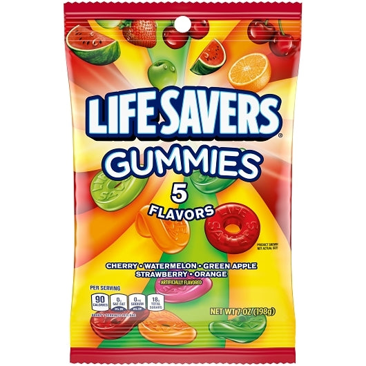 LifeSavers Five Flavor Candy Gummies, 12 x 7 oz Case - Candy & Confections