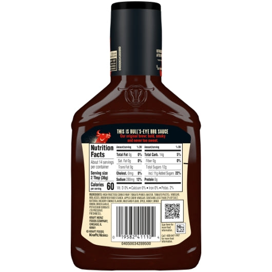 Bulls Eye Original BBQ Sauce Bottle, 12 x 18 oz Case - Alternate product angle or state