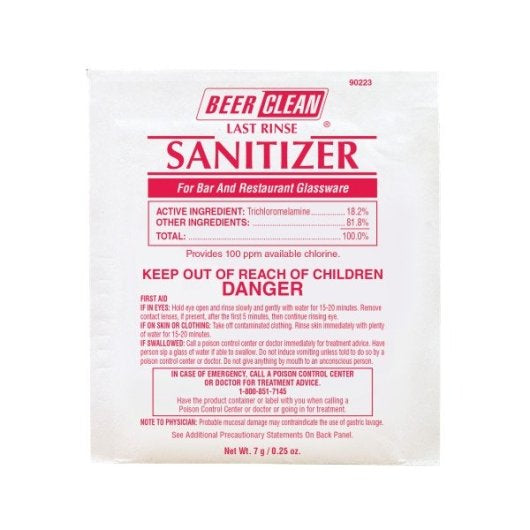 Diversey Beer Clean Last Rinse Sanitizer Powder Pouch, 100 x 0.25 each Case - Cleaners & Sanitizers
