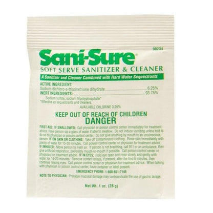 Diversey Sanitizer Sani-sure Clean Soft Serve Pouch, 1 x 100 each Case - Cleaners & Sanitizers