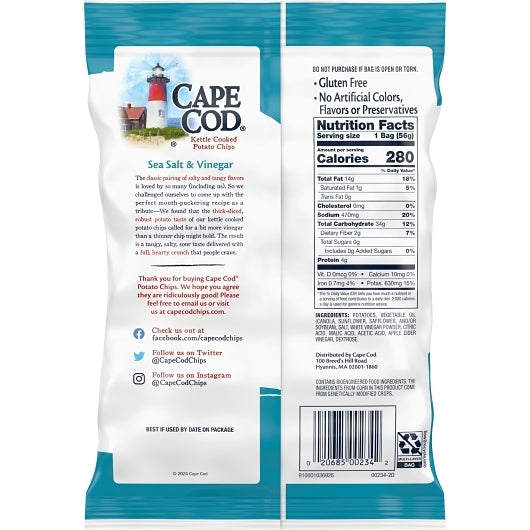 Cape Cod Potato Chips Sea Salt & Vinegar, 6 x 2 oz Case - DOT product image 4