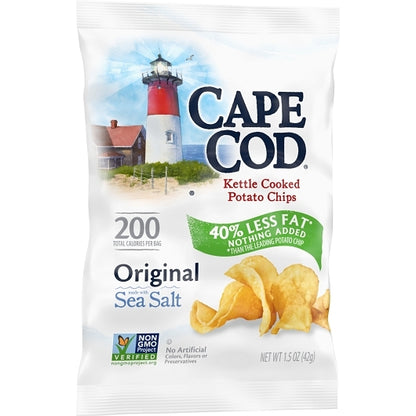 Cape Cod Potato Chips, Less Fat Original Kettle Cooked Chips, 56 x 1.5 oz Case - DOT product image 3