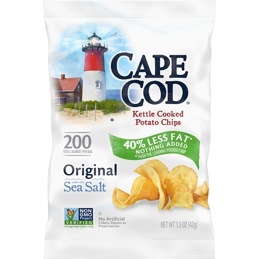 Cape Cod Potato Chips, Less Fat Original Kettle Cooked Chips, 56 x 1.5 oz Case - DOT product image 2