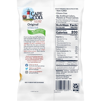 Cape Cod Potato Chips, Less Fat Original Kettle Cooked Chips, 56 x 1.5 oz Case - DOT product image 8