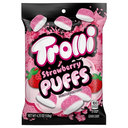 Trolli Puffs Strawberry Gummy Candy Peg Bag, 12 x 4.25 oz Case - Candy & Confections