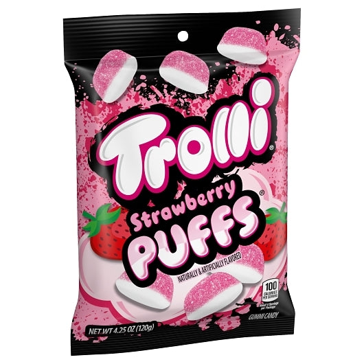 Trolli Puffs Strawberry Gummy Candy Peg Bag, 12 x 4.25 oz Case - Alternate product angle or state