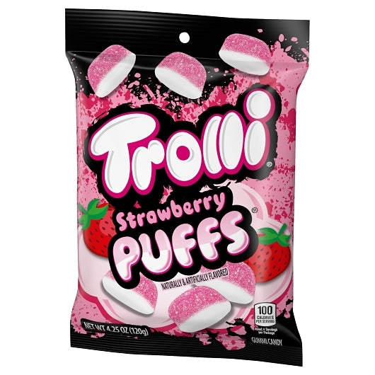 Trolli Puffs Strawberry Gummy Candy Peg Bag, 12 x 4.25 oz Case - Alternate product angle or state