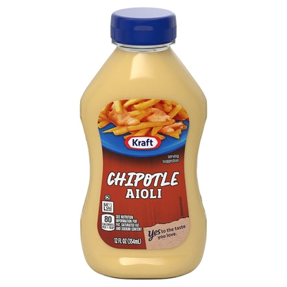 Kraft Chipotle Mayonnaise Aioli Bottle, 8 x 12 fl oz Case - Condiments & Sauces