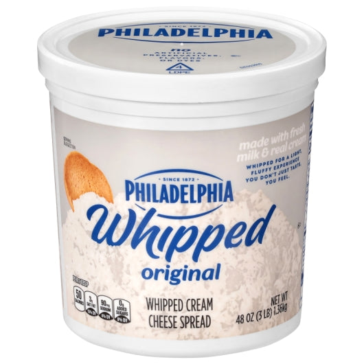 Philadelphia Whipped Cream Cheese Spread, 6 x 3 lb Case - Cheese & Dairy