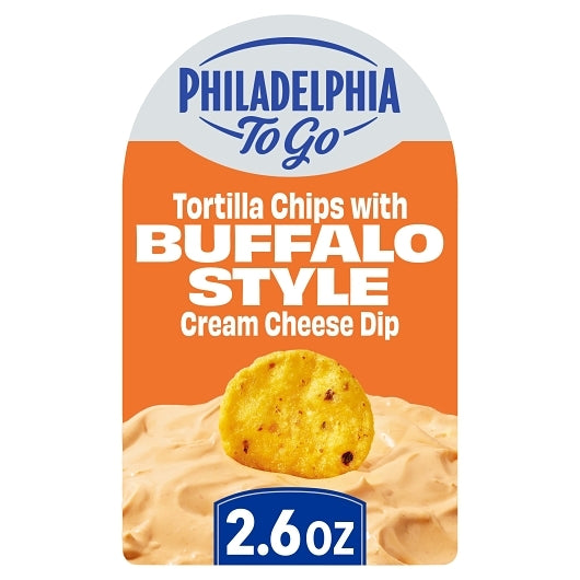 Philadelphia Tortilla Chips with Buffalo-Style Cream Cheese Dip, 10 x 2.6 oz Case - Snacks