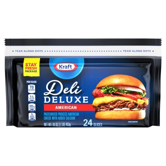 Kraft Deluxe Deli American Cheese, 12 x 1 lb Case - Cheese & Dairy