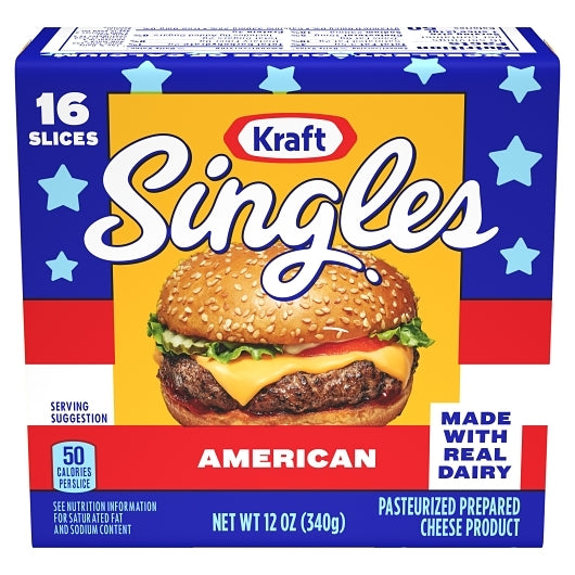 Kraft Individually Wrapped American Cheese Singles, 12 x 12 oz Case - Cheese & Dairy