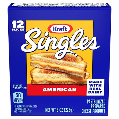 Kraft Individually Wrapped American Cheese Slices, 12 x 226 GR Case - Cheese & Dairy