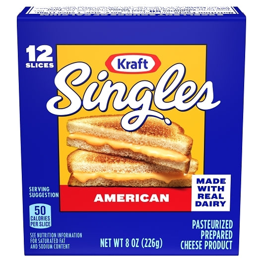 Kraft Individually Wrapped American Cheese Slices, 12 x 226 GR Case - Cheese & Dairy
