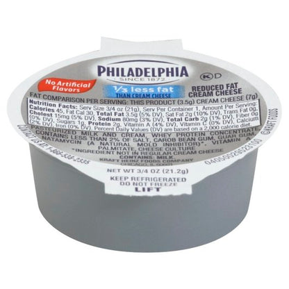 Philadelphia Light Cream Cheese, 100 x 0.75 oz Case - Cheese & Dairy
