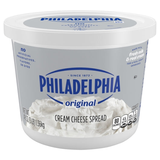 Kraft Philadelphia Soft Cream Cheese, 6 x 3 lb Case - Cheese & Dairy