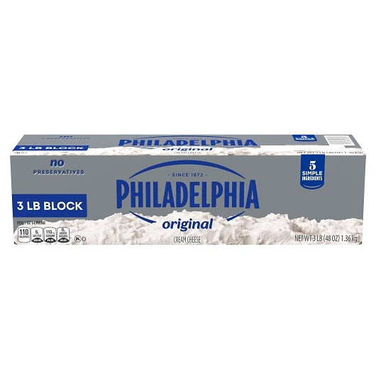 Philadelphia Firm Cream Cheese, 6 x 3 lb Case - Cheese & Dairy