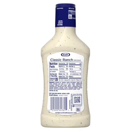 Kraft Ranch Dressing Bottle, 6 x 16 fl oz Case - DOT product image 8