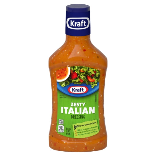 Kraft Zesty Italian Dressing Bottle, 6 x 473 ML Case - Condiments & Sauces